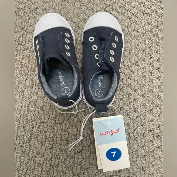 🆕NWT Cat & Jack Dwayne Toddler Navy Blue Slip-On Sneakers size 7 - Picture 5 of 7